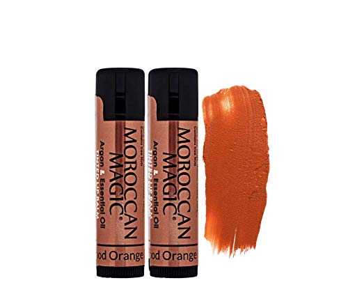 Moroccan Magic Blood Orange Red Tinted Lip Balm | Made with Natural Cold Pressed Argan and Essential Oils | Lip Balm | Smooth Application | Non-Toxic, Cruelty Free | 2 Pack