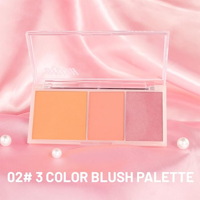 3 IN 1 Brown Nude Face Highlight Bronzer Powder Palette for Face Cheeks Contour Brightening, Buildable Matte Coverage Natural Makeup,Ultra Sculpt Nose Shadow Eyeshadow Primer-Orange