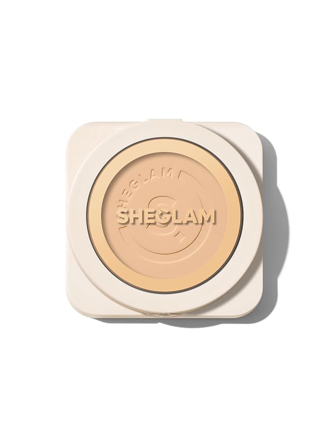 SHEGLAM SKin-Focus Full Coverage Powder Foundation Oil-Control Lightweight Face Pressed Powder Makeup-Porcelain
