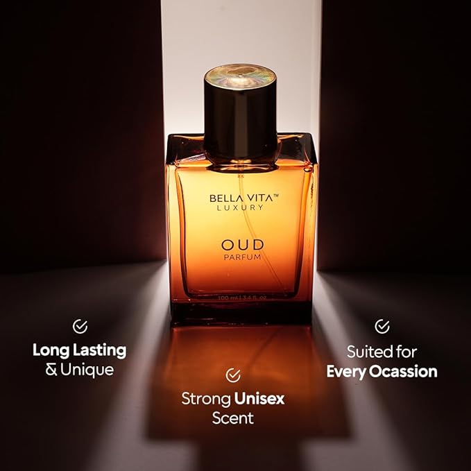 BellaVita Luxury Oud Unisex Perfume (3.4 fl.oz) | Premium Men & Women Parfum Fragrance | Warm Vanilla Perfume Oil | Long-Lasting & Warm Woody Arabic Parfum | Vegan & Cruelty-Free