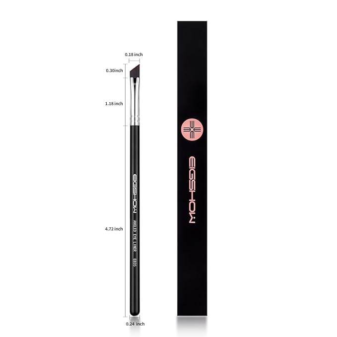 Eyeliner Brush Fine Angled - PRO Precision Gel Eye Liner Makeup Brush -Ultra Thin Slanted Flat Angle - Premium Cruelty Free Synthetic Bristles (E835)