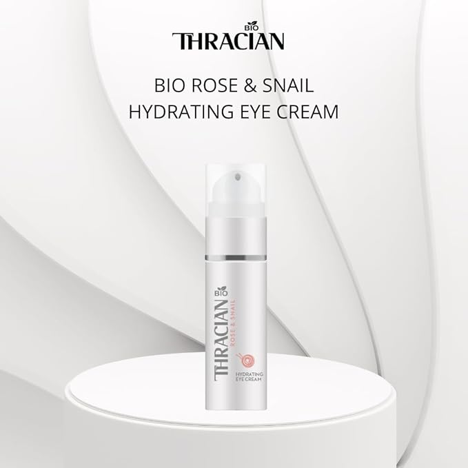 Thracian Bio Rose & Snail Hydrating Eye Cream for Dark Circles, Eye Bags and Puffiness with Bulgarian Bio Rosa Damascena Oil, Hyaluronic Acid and Pearl Powder, 30 ml/1.01 Fl Oz