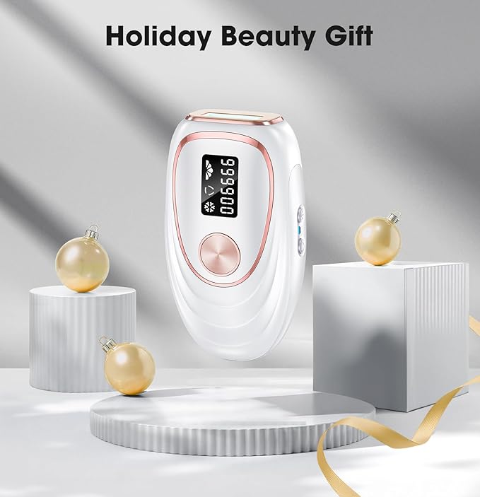 IPL Laser Hair Removal Device for Women & Men - Home 45°F Ice-Cooling Contact for Painless & Long-Lasting Results, 86% Hair Reduction in 3 Weeks for Full Body & Bikini Line, White