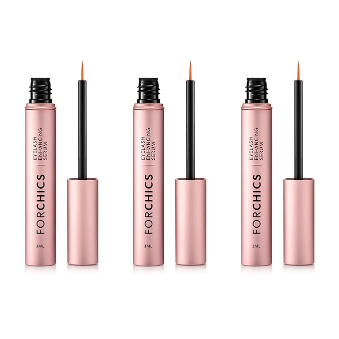 ForLash by ForChics: 3 Pack Ultimate Hormone- Free Eyelash Growth Serum for Enhanced Fuller, Thicker, Longer Lashes - Regrowth Booster, Organic Formula, Vegan & Cruelty-Free
