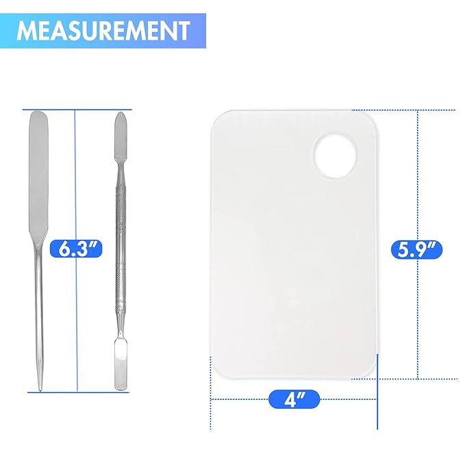 Stainless Steel Foundation Spatula with Makeup Mixing Palette, Foundation Makeup Tray Acrylic Makeup Palette Cosmetic Nail Art Color Mixing Tool Make Up Spatula, Pack of 4