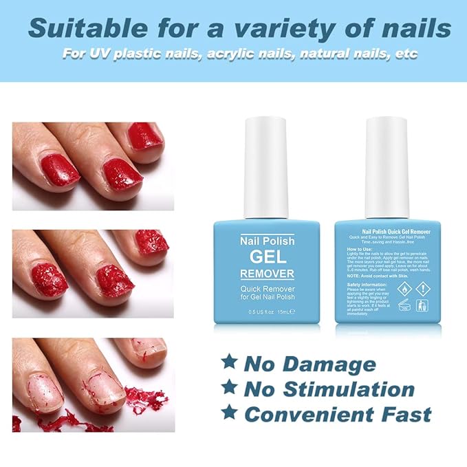Gel Polish Remover for Nails (3Pack), Nail Polish Remover Tools Quick & Easy Remove Gel Polishs in 3-5 Minutes at Home, Don't Hurt Nails