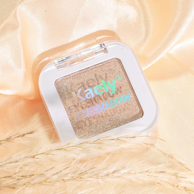 evpct Light Nude Brown Shimmer Single Eyeshadow Palette Makeup for Older Women, Iced Latte Glitter Sparkle Cream Eye Shadow Palette Brightener Makeup for Older Women, High Pigment Monochrome Eyeshadow