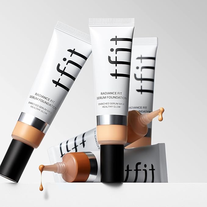 TFIT Radiance Fit Serum Foundation - Flawless Coverage, Dewy finish, Long-lasting, Lightweight, Korean Makeup,1.05 Oz. (C03 Rosy, 1.05 Oz.)