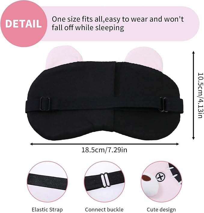 PERFECTSIGHT Sleep Eye Masks, Cute Plush Sleep Eye Cover Lightweight Adjustable Eyeshade Faux Fur Mask Cover for Women Men Kids Sleep Travel Nap, Pink Pudding Bear