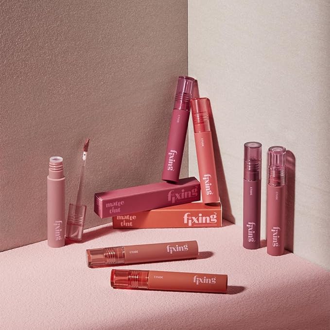 ETUDE Fixing Tint #12 Salmon Brick (4g) | Long Lasting High Pigmented Liquid Lipstick | Waterproof Lightweight Matte Finish Lip Stain | Full Coverage | Korean Makeup, Kbeauty