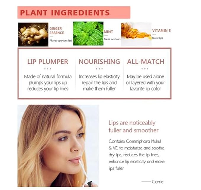 Vitamin E Lip Plumping Serum, Lip Hyaluronic Lip Plumper, Lip Plumping Serum Instant Lip Balm for Moisturize, Eliminate Dryness Wrinkles Enhances Plump Gloss (1PC)