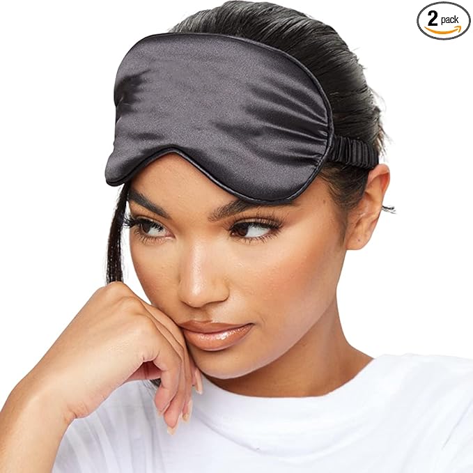 SMUG Satin Sleep Mask & Eye Mask | Travel Sleep Masks for Women & Men | Soft Sleeping Eye Mask to Nourish Skin & Reduce Dark Circles | Eye Sleep Mask Shades to Block Out Light | Black