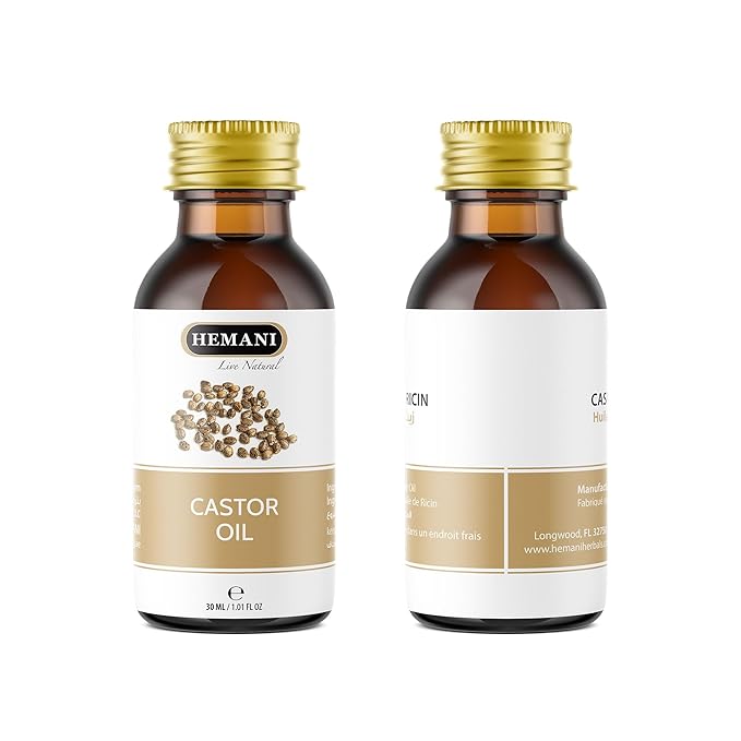 Hemani Castor Oil Ricinus communis - 30mL | Natural Skin & Hair Care, Pure Cold-Pressed Oil for Radiant Glow, Anti-Aging, Hydration & Wellness.