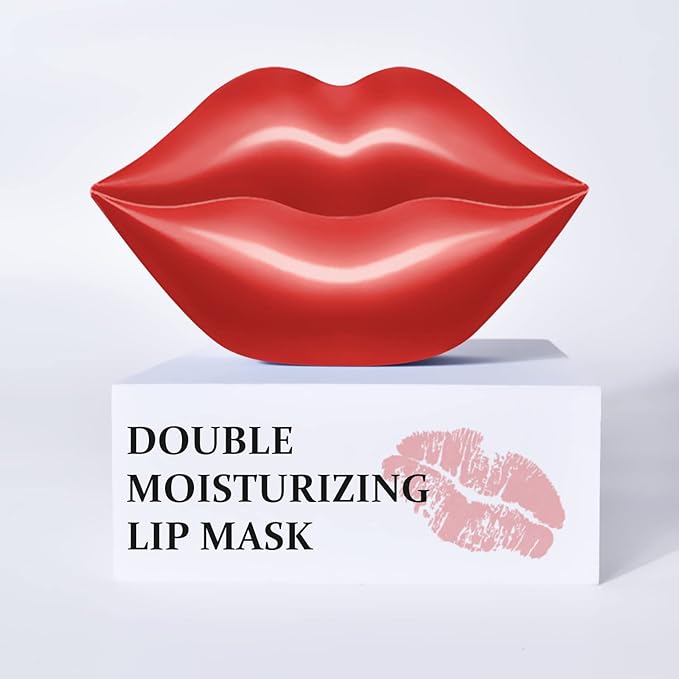 20Pcs Lip Mask, Red Cherry Lip Moisturizing Plumping Masks Overnight, Lip Gel Treatment Lip Masks for Dry Lips Smooth& Plump Chapped Lip Collagen Overnight Lip Care Pads Patches(Red)
