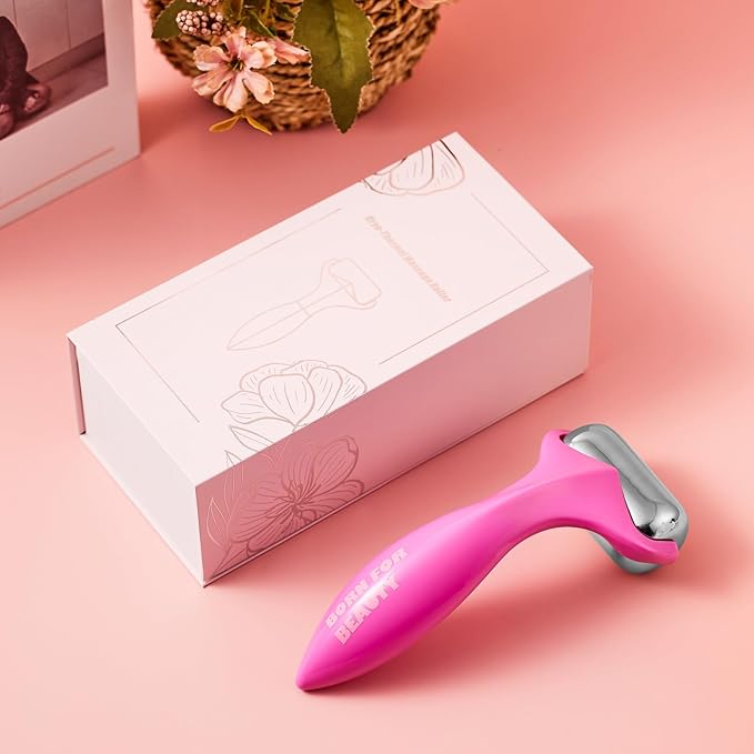 360° Rotating Ice Roller for Face-Stainless Steel Facial Massage Tool for Skin Tightening, Ice Face Roller -Wrinkle Reduction & Dark Circle Relief, Gift for Skincare Enthusiasts.