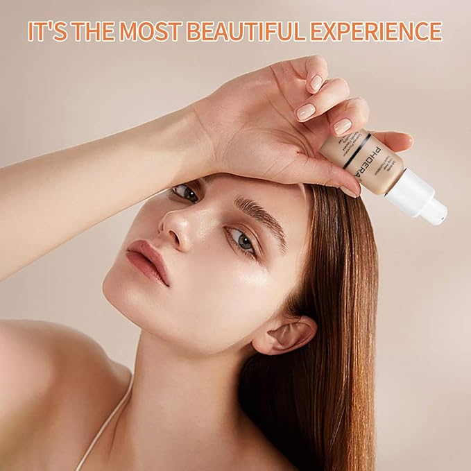 PHOERA Foundation Makeup Naturally Liquid Foundation Full Coverage Mattle Oil-Control Concealer 8 Colors Optional,Great Choice For Gift (2pcs,#104 Buff Beige)