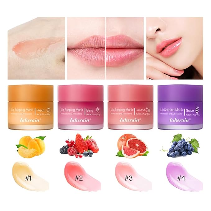 Hydrating Lip Sleeping Mask, Long Lasting Hydrating Night Lip Balms for Intensive Moisturizing and Care, Prevention Dry and Crack (BERRY) 0.7 OZ
