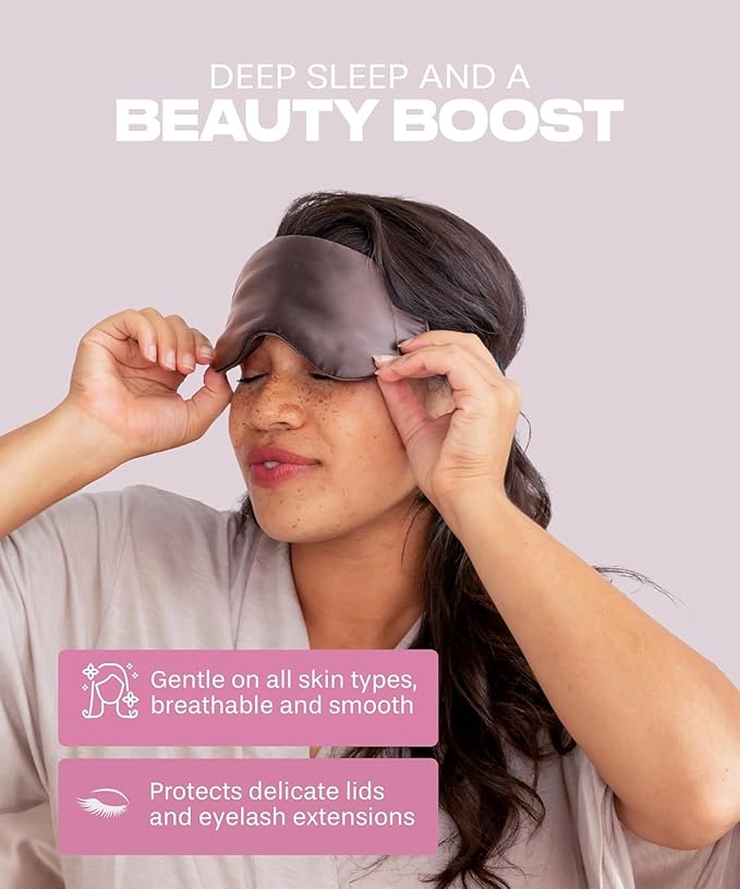 SUNDAYSILKS™ 3D Contoured Silk Sleep Mask | Padded Silk Eye Mask with Eye Cups for Lash Extensions | Blackout, Organic for Women & Men, Perfect for Travel, Slip-Free Deep Sleeping, Antifaz para Dormir