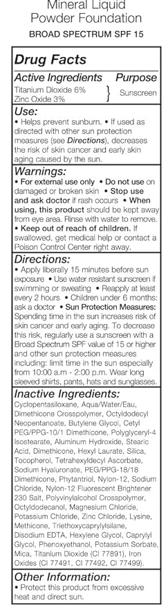 Jolie Mineral Liquid Powder Foundation SPF 15 1 Fl. Oz. Hypoallergenic - For All Skin Types (Pale Beige)