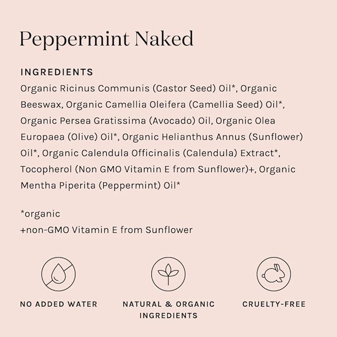 Kari Gran Lip Whip | Moisturizing Lip Balm with Organic Oils | Glossy Sheen + Peppermint | Rich Buttery Texture, Hydrates & Protects | Non-GMO, Organic Ingredients, Made in USA (Naked Peppermint)