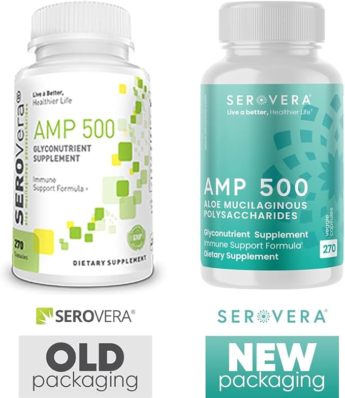 AMP Organic Aloe Glyconutrient Supplement - Support Immune System, Digestive Tract, and Colon Health 270 caps