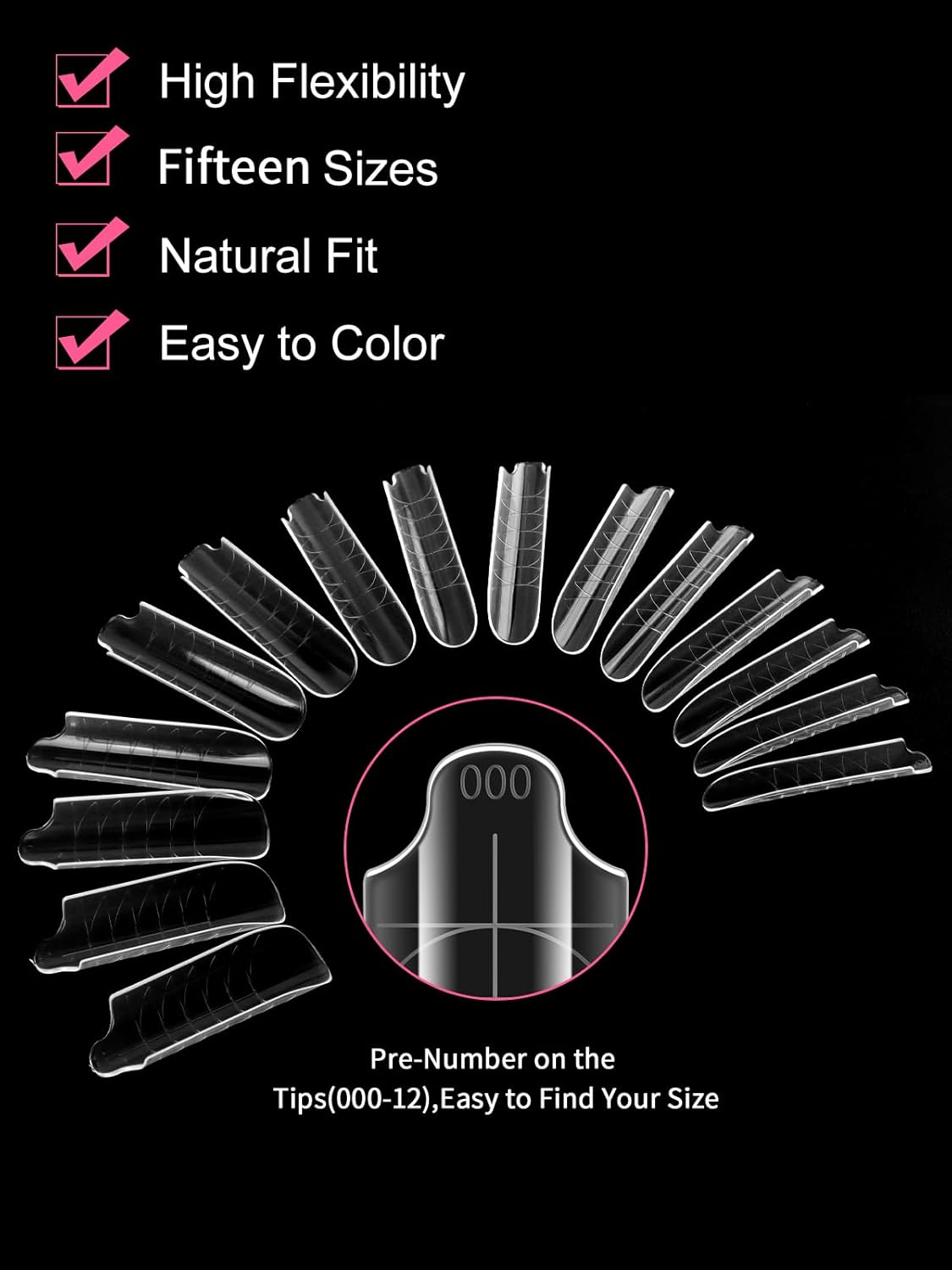 EBANKU Dual Nail Forms for Poly Extension Gel, 150 PCS Clear Square Nail Molds Reusable 15 Sizes Nail Extension Forms for Builder Gel Manicure Design Salon DIY