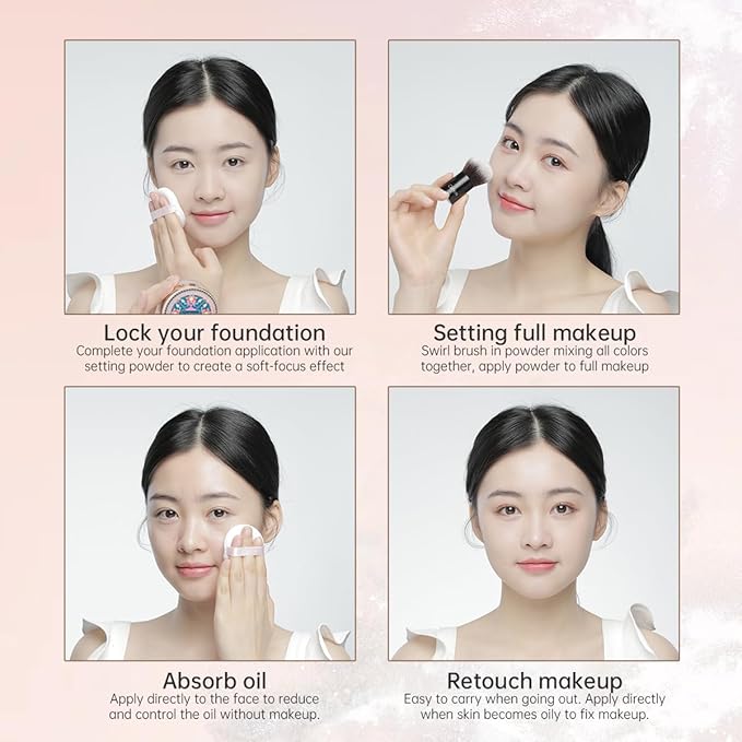 CATKIN Poreless Finish Loose Setting Powder Makeup, Translucent Matte Finishing Makeup for All Skin Tones, 3 Colors Even Skin Tone – 0.42 oz Includes Velour Puff