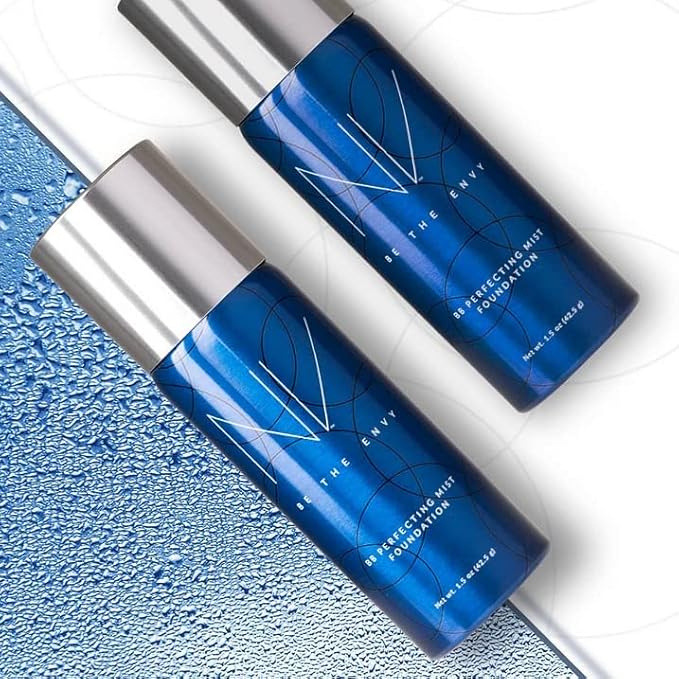 NV BB Perfecting Mist Foundation Buildable Coverage Professional Airbrush Makeup with Plant-based Stem Cell Polypeptides, Vitamins A, D, E and Aloe, 1.5 ounces, Cool Toffee