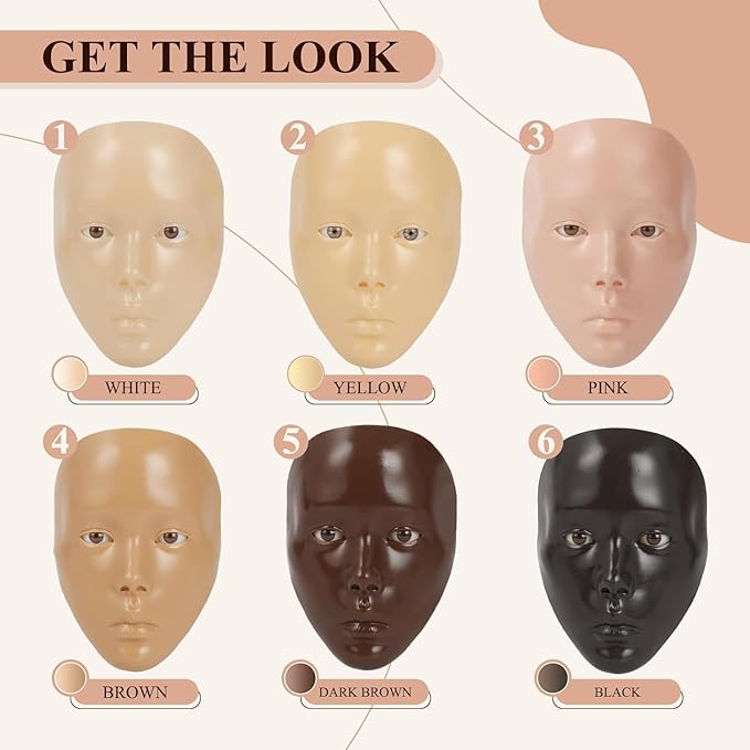 Practice Makeup Face, Face Painting Mannequin Head with Stand, 5D Reusable Silicone Makeup Face Practice, Mannequin Head for Makeup with Makeup Kit, Practice Face for Makeup Artist & Beginner, Pink