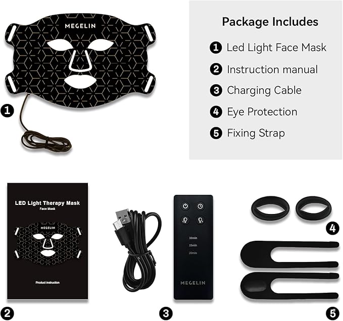 7 Colors Led Light Therapy Facial Mask, Face Light Therapy Mask for Face, Reduce Wrinkles Smooth Skin, Infrared Light Skin Rejuvenation