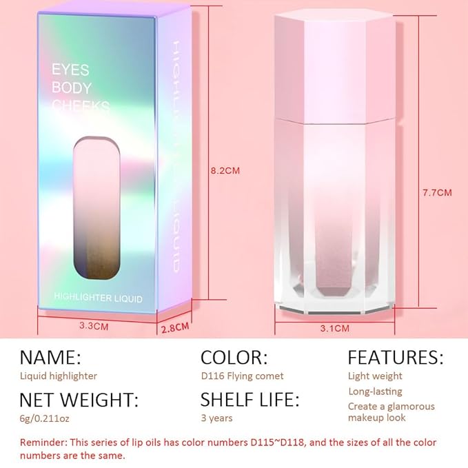 evpct Mermaid Pink Highlighter Makeup Liquid Blue Purple Green Glitter Iridescent Face Festival Highlighter Makeup Waterproof Long Lasting Halographic Shimmer Body Highlighter makeup Palette Stick