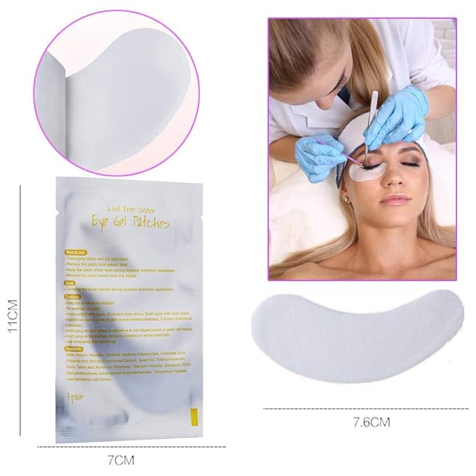 55 Pairs Set, Under Eye Hydrogel Pads, Professional Lint Free Eye Mask Eyelash Extension Gel Patches Kit for Adhesive Lash Beauty Tool (Golden)