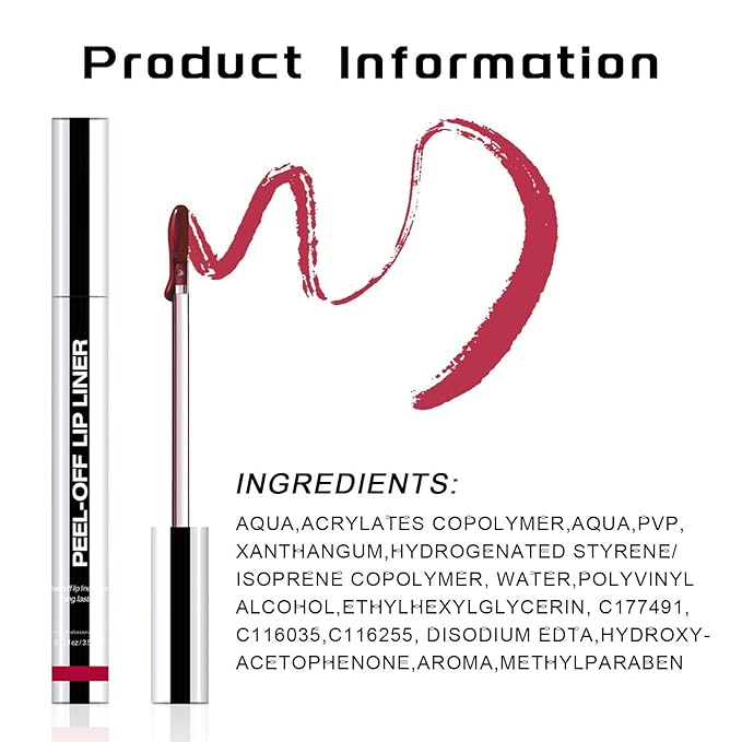 Peel Off Lip Liner Stain - Long Lasting Natural Lip Stain Transfer-proof Lip Liner, Moisturizing Waterproof Lip Gloss Stain, Highly Pigmented Color for All Skin, Ideal Gifts for Women (Coral)