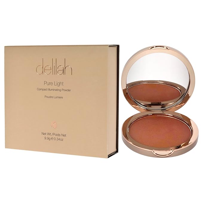 delilah - Pure Light Compact Illuminating Powder - Lustre - Lightweight, Long Lasting, Loose Setting Powder Face Makeup For Brightening And Radiant Finish - Light Coverage - Vegan-Cruelty Free-0.34 oz