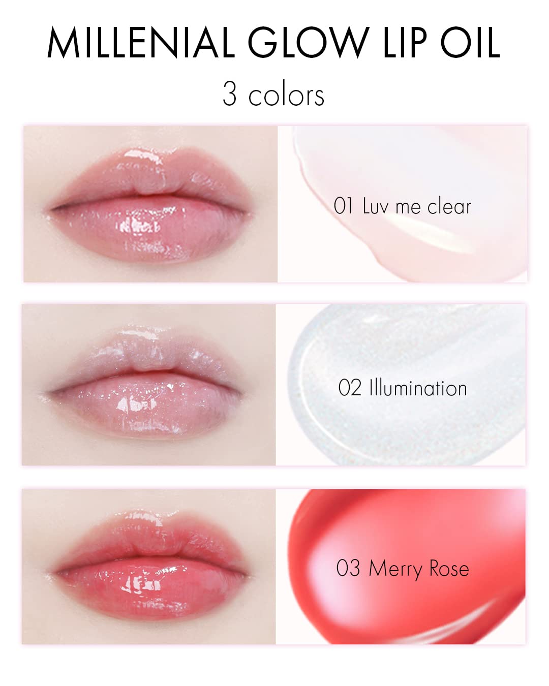 VIDIVICI Millennial Lip Oil #03 Merry Rose - Non-Sticky Dewy Gloss for Moisturized & Voluminous Lips - Natural Rosy Red Color Lip for Vitality Mood, 0.12 fl.oz.