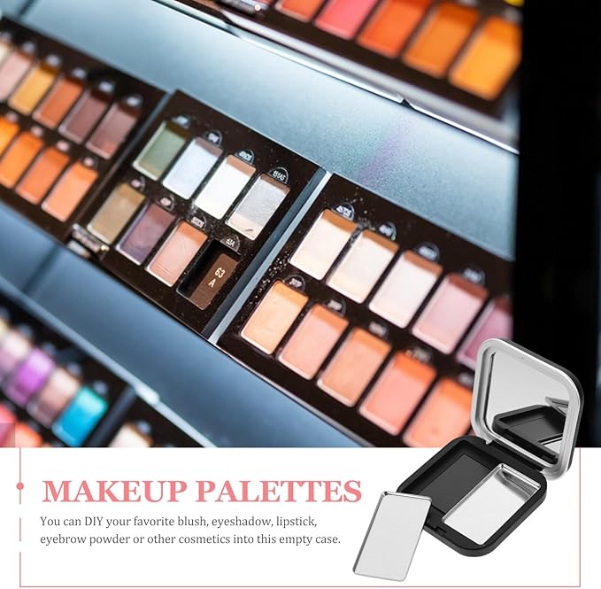 Beaupretty Makeup Palettes 2pcs Empty Eyeshadow DIY Lipstick Lip Balm Blusher Containers Refillable Makeup Storage Case Box with Mirror Black Eyeshadow