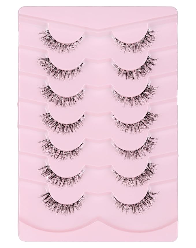 Wispy Cat Eye Lashes Demi Wispies Eyelashes C Curl False Lashes Clear Band Lashes Short False Eyelashes Natural Mink Lashes 7 Pairs