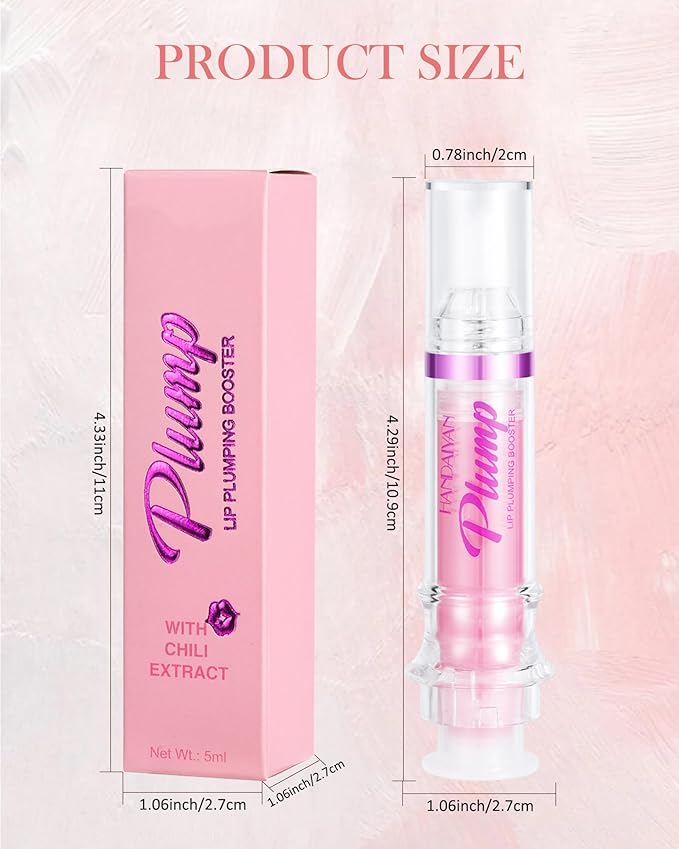 Lip Plumping Booster-2Colors Spicy Lip Plumper Oil Lip Gloss, Plump and Pout Lip Plumper Hydrating & Volumizes Lip GLaze, Enhancing Plump Effect for Fuller Lips, Lip Glossy Makeup Gift for Women-03+04