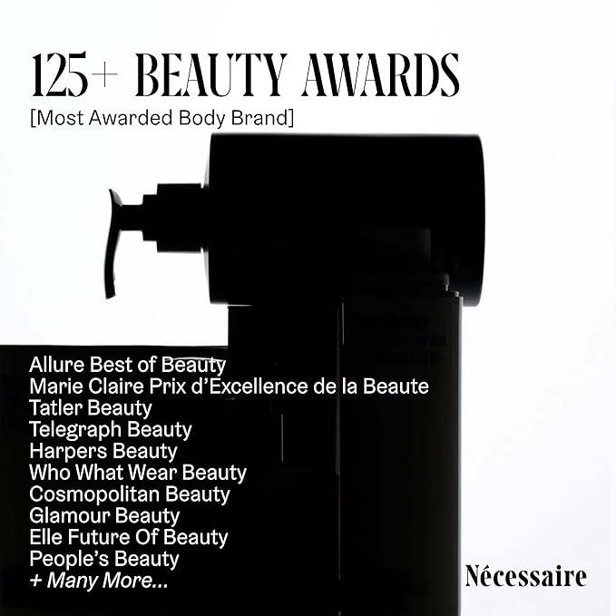 Nécessaire The Body Lotion with Pump. Eucalpytus. Multi-Peptide Firming Lotion to Moisturize, Firm, Strengthen. 2.5% Niacinamide, Vitamin C/E + Omega 6/9. 450ml / 15.2 fl oz