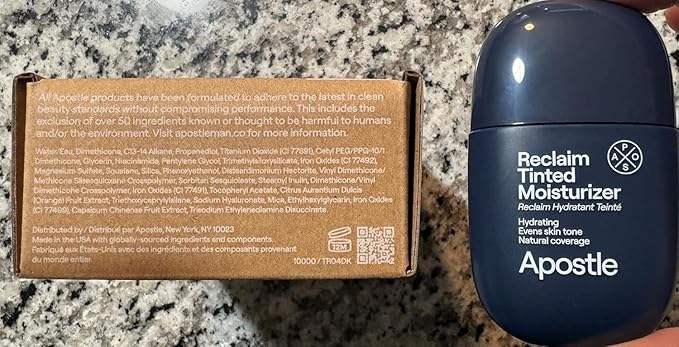 APOSTLE Reclaim Tinted Moisturizer for Men (10 Falmouth) - Niacinamide, Vitamin E, Squalane, Hyaluronic Acid, Tinted Face Moisturizer For Men. Hydrates, Evens Skin Tone, Reduces Fine Lines, 1 Fl. Oz.