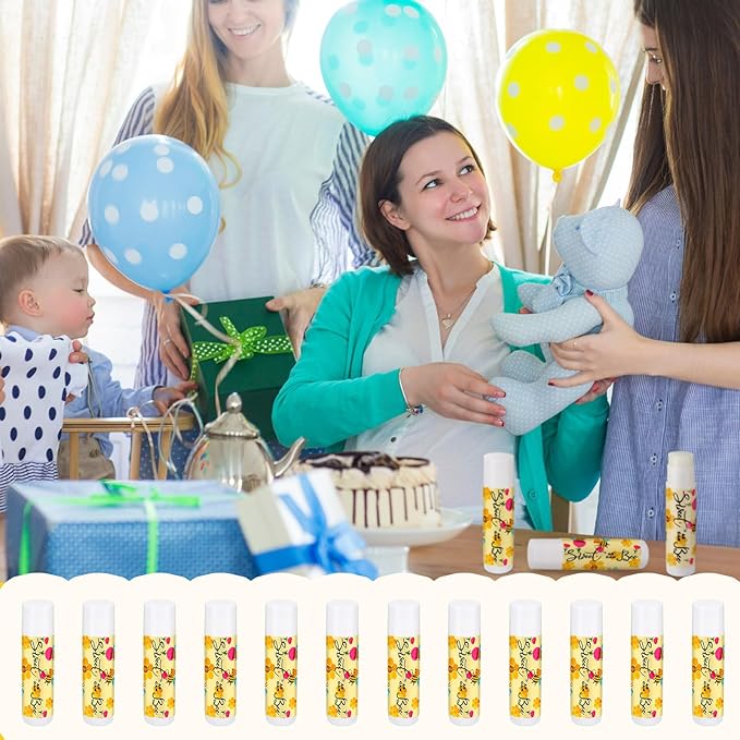 Loopeer 50 Pcs Sweet as Can Bee Theme Baby Shower Decorations Bee Theme Baby Shower Favors Lip Balm Gift for Guest Gender Reveal Party Supplies for Kid Women
