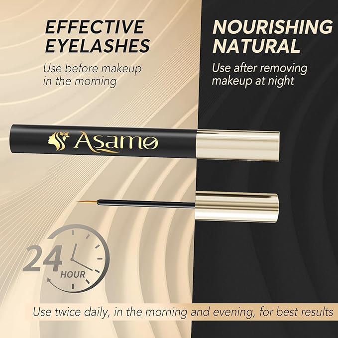 Eyelash Growth Serum – 15 Plant Extracts for Longer, Denser & Robust Lashes,Boosts Natural Lash Development,eyelash serum,Enhance Natural Beauty, Hypoallergenic Oil Free,lash growth serum(Black-Gold)