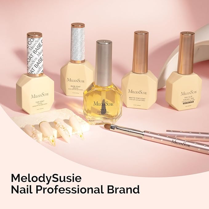 MelodySusie No Wipe Glossy Top Coat Long Lasting Shine Finish Soak Off UV LED Nail Lamp Nail Polish Art Design Manicure Kit Perfect Gifts for Women Girls 1 Pcs 15ml Clear