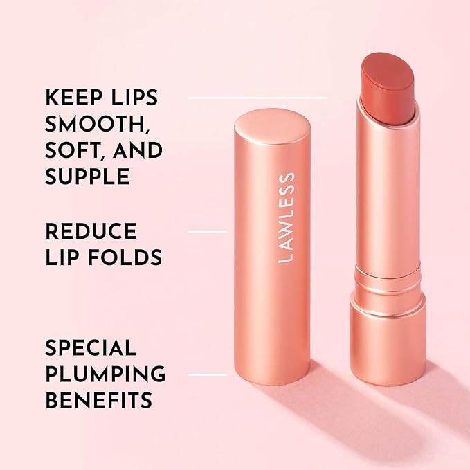 LAWLESS Forget the Filler Lip Plumping Line Smoothing Tinted Balm, Georgie, Pink, 0.09 Ounce