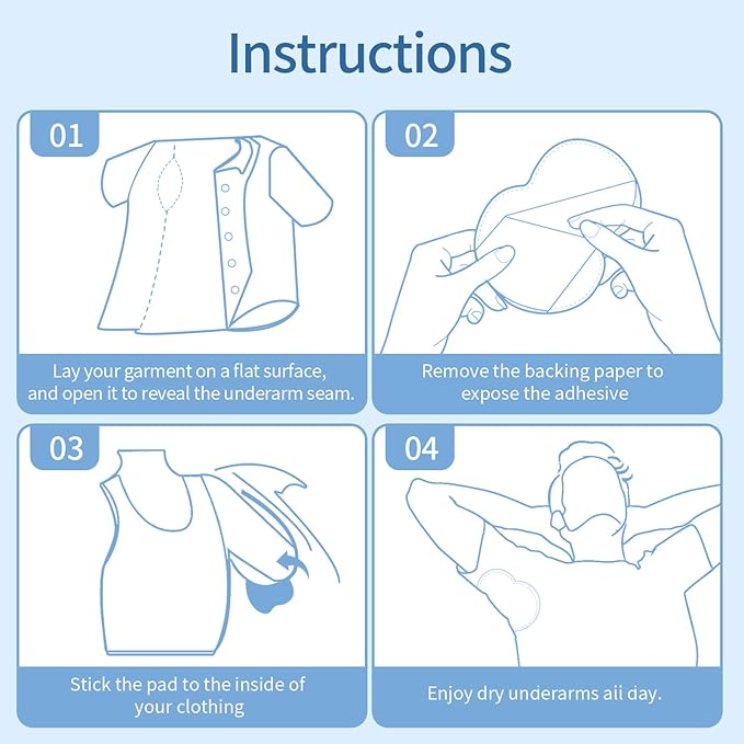 Armpit sweat pads, Underarm Sweat Pads - 120 Pack | Disposable, Ultra-Absorbent & Invisible | Anti-Sweat Pads for Men & Women | Stay Fresh & Dry All Day | Comfortable & Hypoallergenic (White, L)