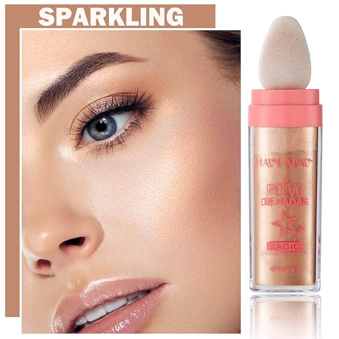 Polvo De Hadas Body Shimmer Glitter Highlighter Powder Makeup,High Gloss Sparkle for Face Body Hair,Create The Most Sparkly And Attractive Glitter Makeup - Bronze