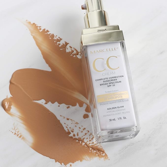 Marcelle CC Cream SPF 35, Golden Glow Universal Tint, Skin Enhancer, Paraben-Free, 1 Fl. Oz.