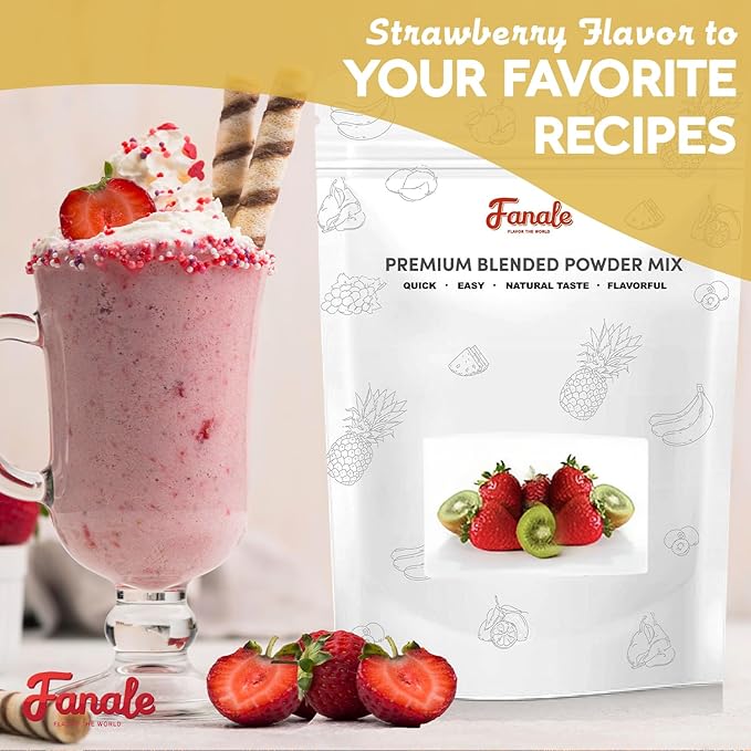 Fanale Premium Strawberry Bubble Tea Flavoring Powder | Perfect for Baking, Smoothies, Desserts and Drinks | Instant Flavoring Powder for Boba Milk Tea - 2.2 Pounds (Pack of 1)
