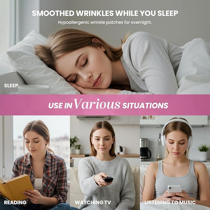 New Anti Facial Wrinkle Patches: Anti Wrinkle Patches Overnight - Smile Line Pathces - Facial Wrinkle Patche for Forehead, Smile Line, Under Eye 144 Pcs (1 Count (Pack of 144), Unscented)