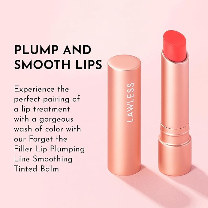 LAWLESS Forget the Filler Lip Plumping Line Smoothing Tinted Balm, Cherry Vanilla, Red, 0.09 Ounce